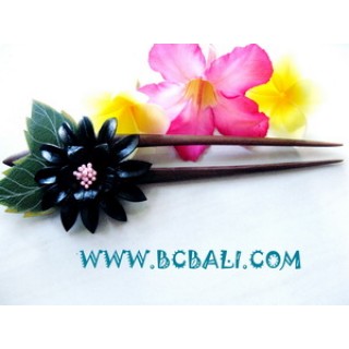 Wooden Hair Stick With Flower